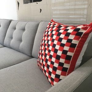 Red, Blue, and White Varied Checked Handmade Vintage Scarf Pillow Cover